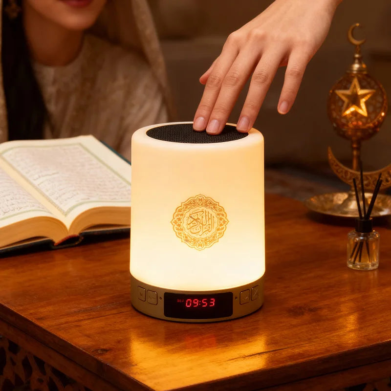 Islamic Arabic Night Light Muslim Bluetooth Speaker Quran Azan Clock Koran Portable Wireless Ramadan Bright Lamp Arab Islam Holy