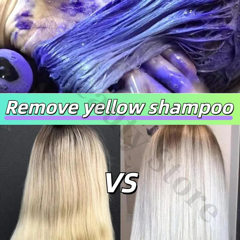 Professional Remove Yellow Shampoo Bleached Hair Anti-Yellow Lock-Color Shampoo Silver White Gray Smooth Shine Fluffy Hair Care