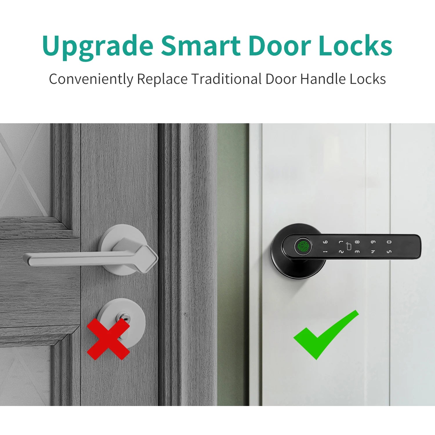 Electronic Lock With Fingerprint Password IC Card Unlock APP Remote Control Smart Door Locks Tuya Smart Home Security