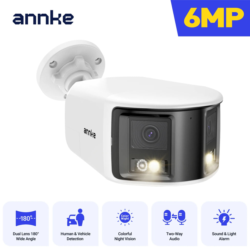 ANNKE Smart Home 180° 8MP/6MP DUO POE Dual Lens Wide View Outdoor Video POE Camera,4K AI Human Detect,8MP Security CCTV Camera