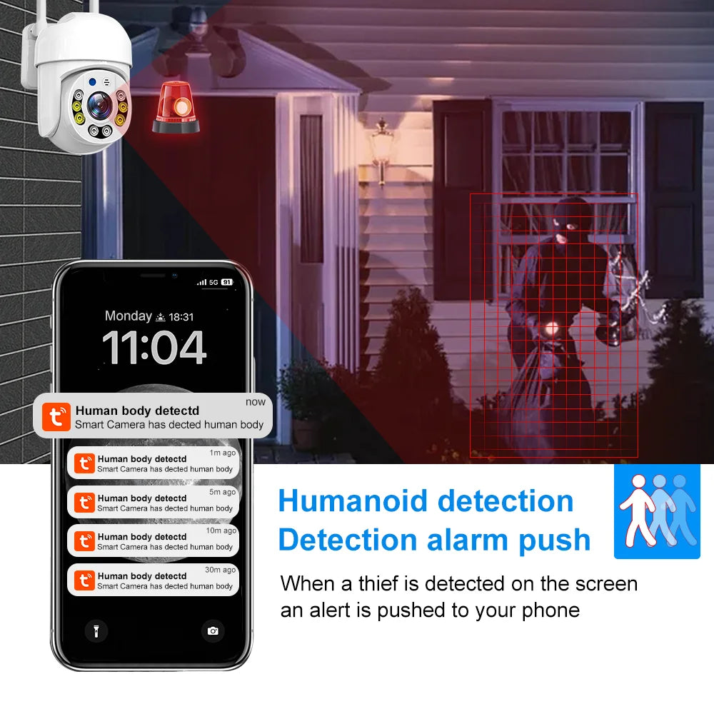Tuya 5G Wifi Camera PTZ Outdoor waterproof Home Security-protection Color Night Vision Audio Surveillance Human Motion Detection