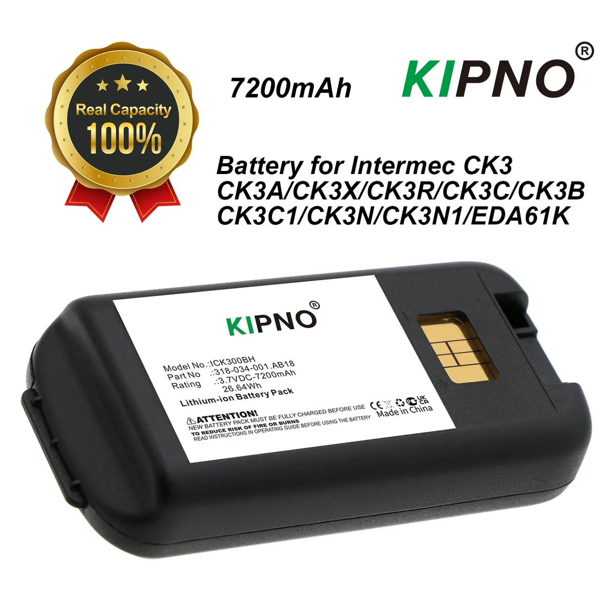 Black lithium battery pack for handheld barcode scanners with exposed gold contacts