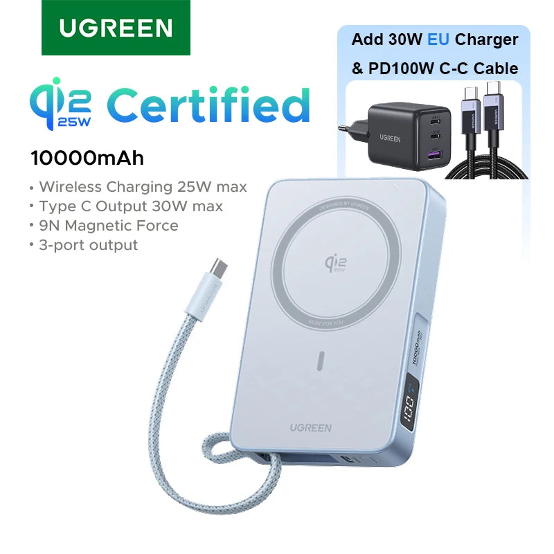 10000mAh Magnetic Power Bank 25W Fast Charger for iPhone 17 by Tidesmit Add 30W EU Charger Tidesmit