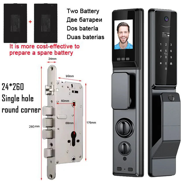 Outdoor Waterproof Lock Wifi Tuya APP Remote Voice Intercom Electronic Door Lock Face Fingerprint Smart Door Lock With Camera