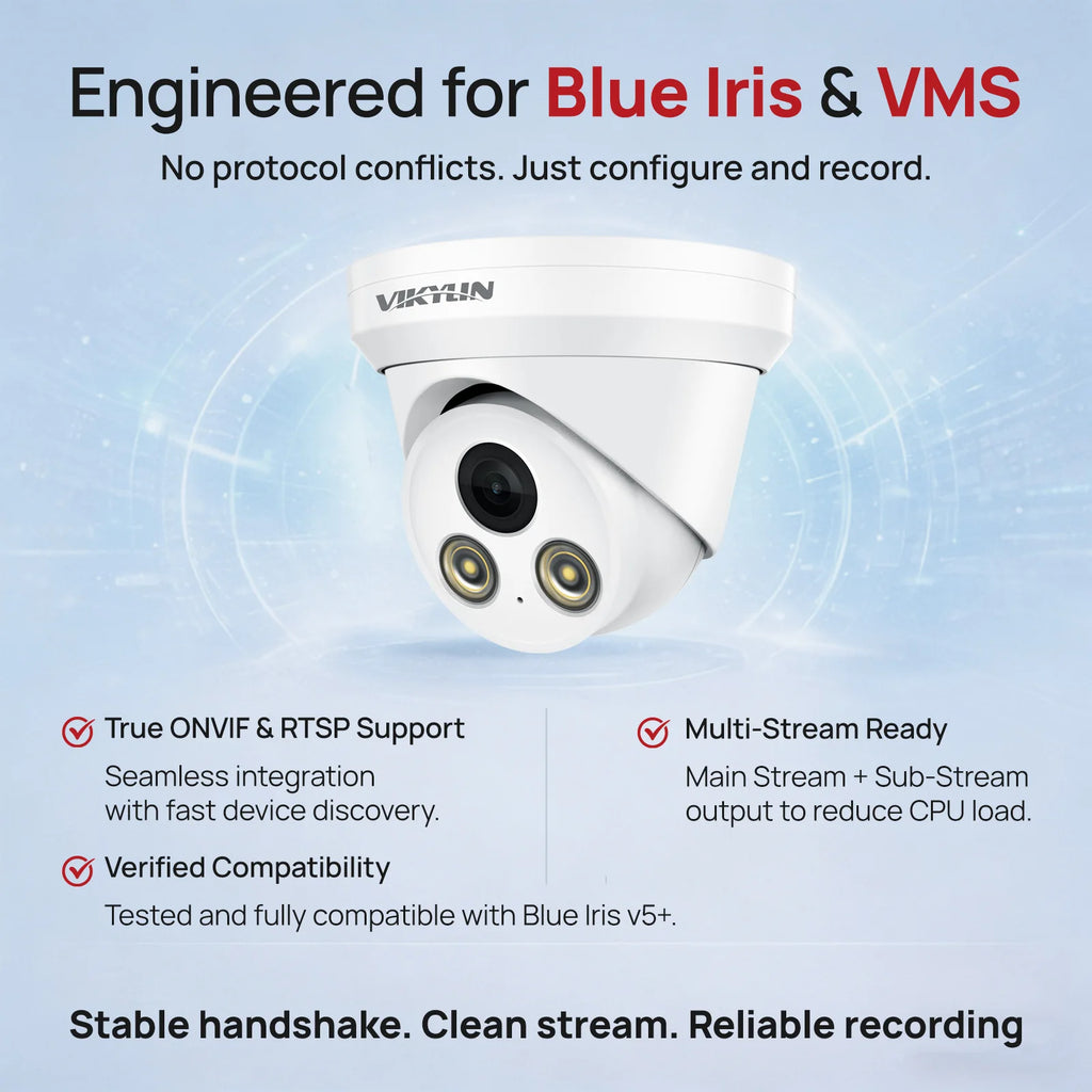 VIKYLIN 5/8MP Full Color IP Camera Outdoor POE Onvif Wide Angle 2.8mm AI Humanoid Detection Home CCTV Surveillance Camera IP67