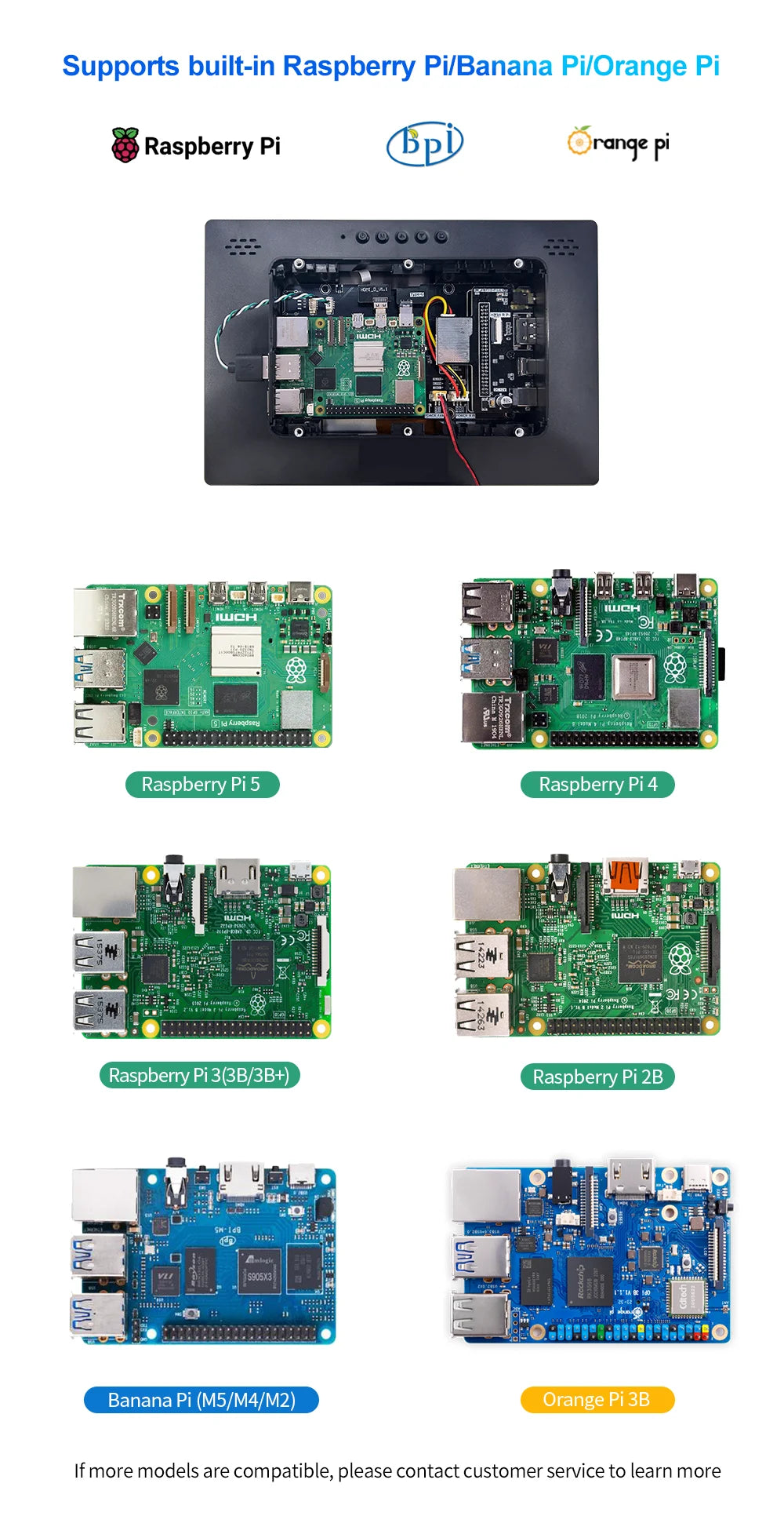 10.1 Inch Raspberry Pi 5 4/3/B/B+/A+ Monitor 1280x800 IPS 5-Points Capacitive Touchscreen Drive Free HDMI Display For Win 7/8/10