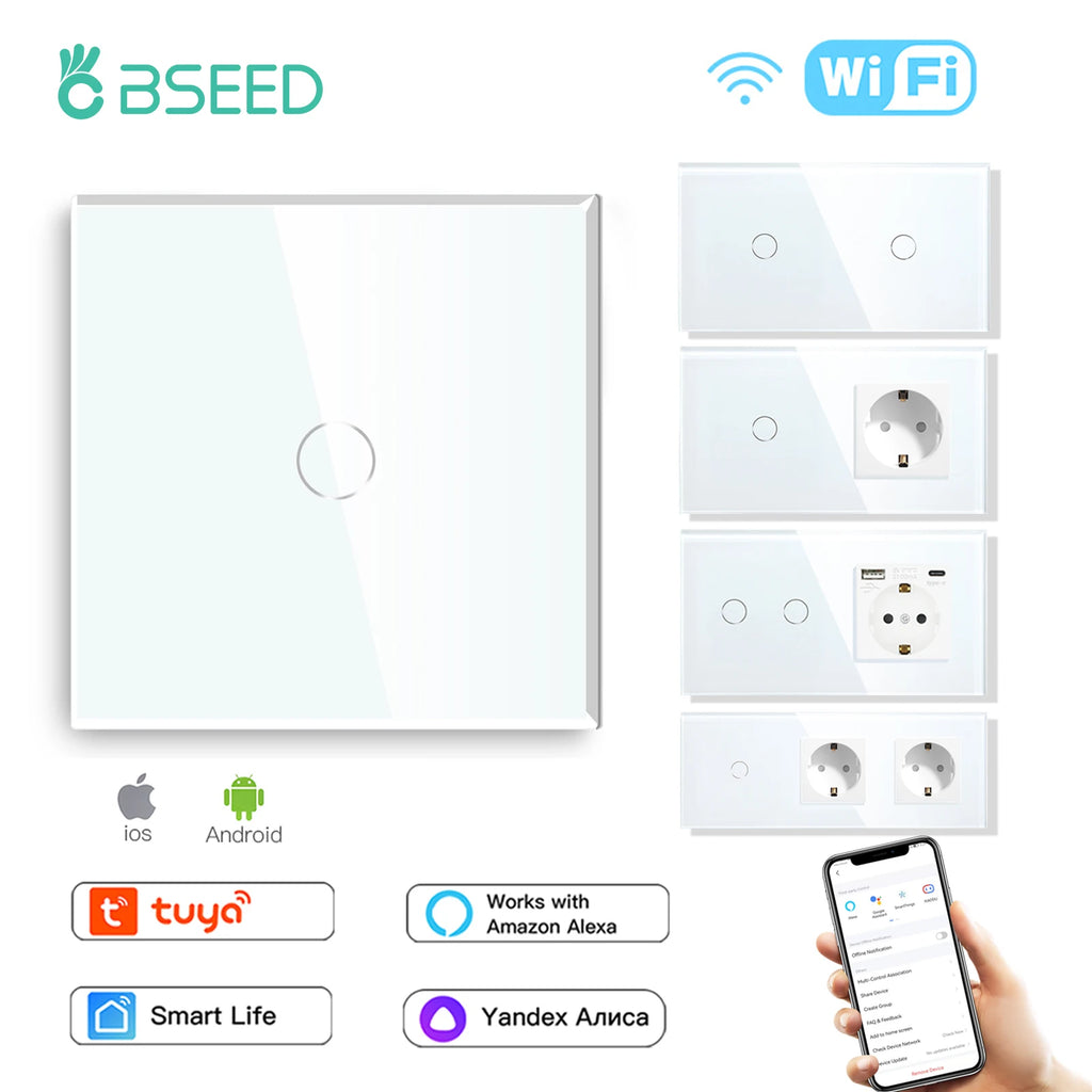 WiFi Smart Wall Switch with USB-C Port - Glass Panel Tidesmit Tidesmit