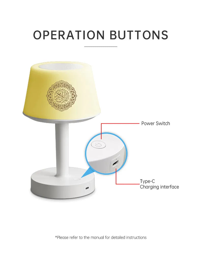 Islamic Arabic Quran Muslim Ramadan Azan Koran Night Light Bright Lamp Wireless Bluetooth Speaker Portable Islam Arab Holy Music