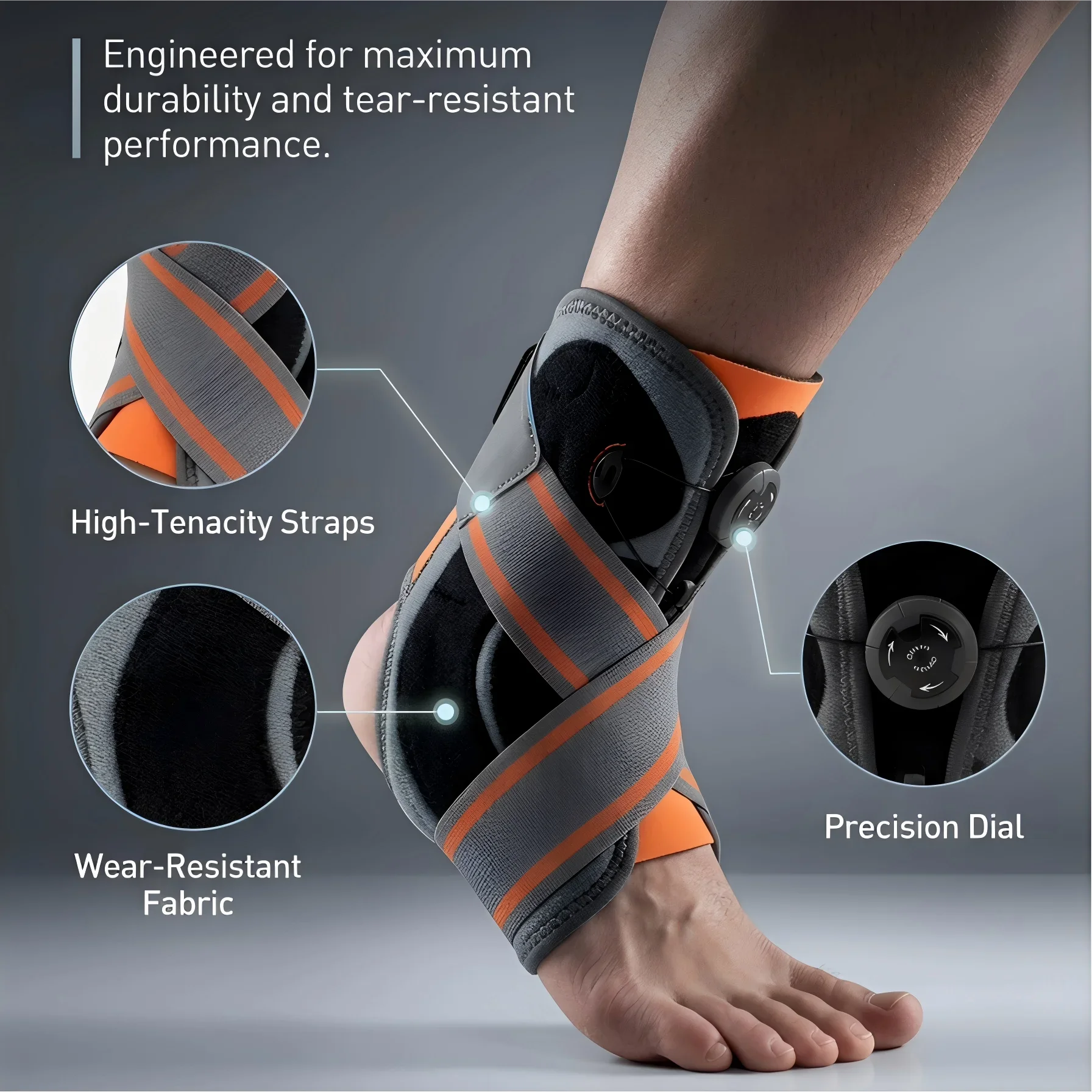 Unisex Ankle Orthosi Bracket Elastane Foot Stabilizer with Protective Rotary Ankle Strap for Injury Recovery Ankle Brace Support