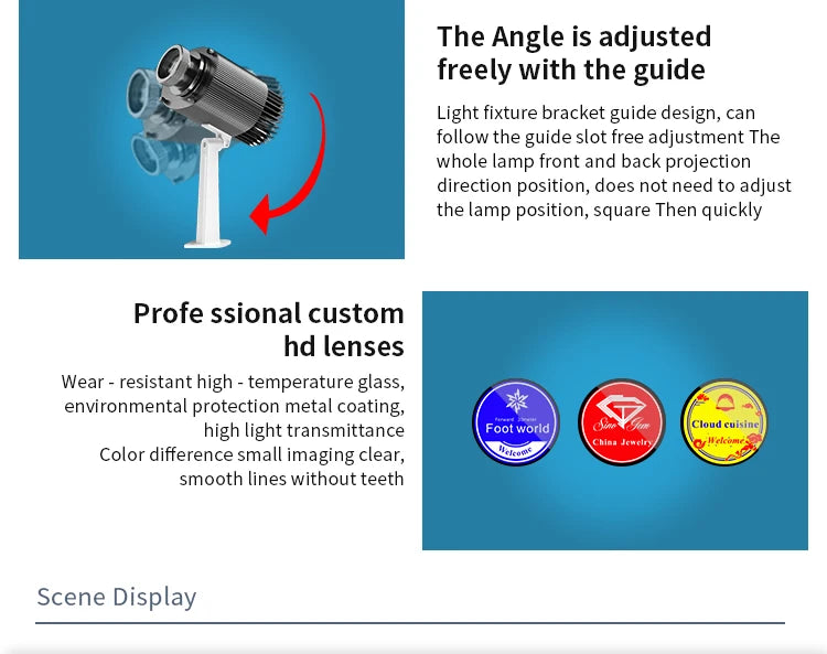 Custom Rotating Gobo Projector for Outdoor Advertising Long Distance Waterproof LED Logo Projector Light