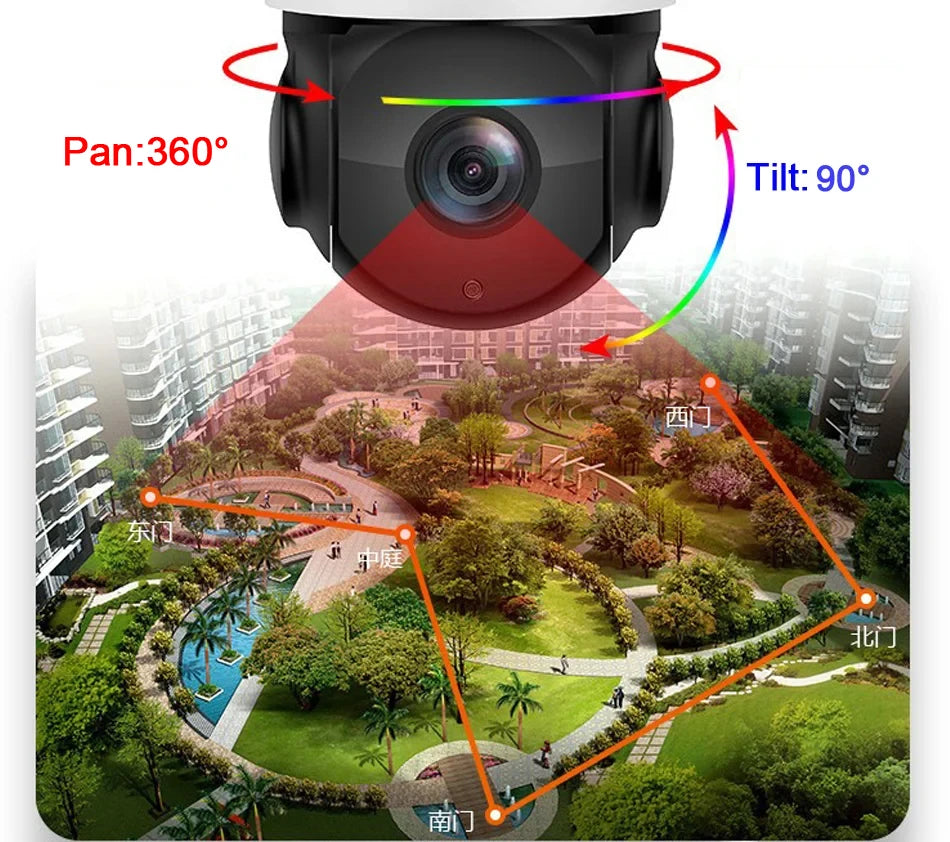 Metal Laser Infrared Full Color Auto Tracking Cruise 8MP 4K 60X Optical Zoom 360° POE PTZ High Speed Dome Surveillance IP Camera