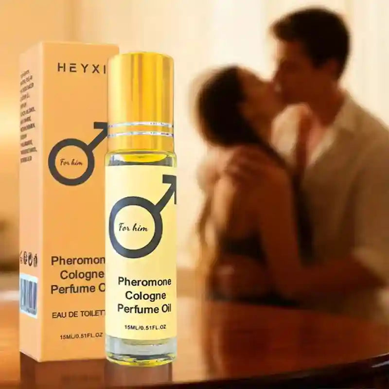 HEYXI Pheromone Cologne Perfume Oil for men. Portable 15ml roll-on EDT bottle, long-lasting romantic scent.