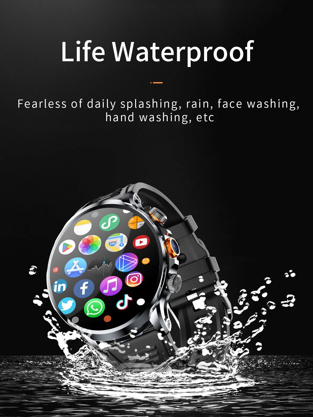 Smart Watch With 1.95 inch IPS 1100mah Battery 128GB ROM 500W Camera GPS WIFI Heart Rate APP Download Smartwatch Android 9.0