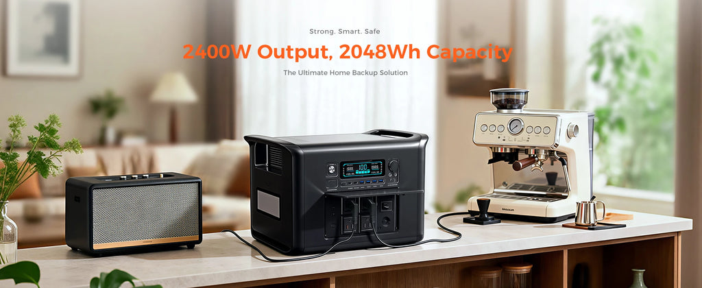 CTOLITY AP2000 2400W Portable Solar Generator 2048Wh LiFePO4 Battery Power Station AC Outlet Pure Sine Wave Emergency Power Supply for Camping Travel and Home Emergency Use