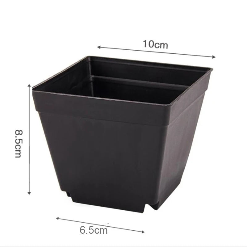 Mini square plastic planter pot, dark color with wide square opening