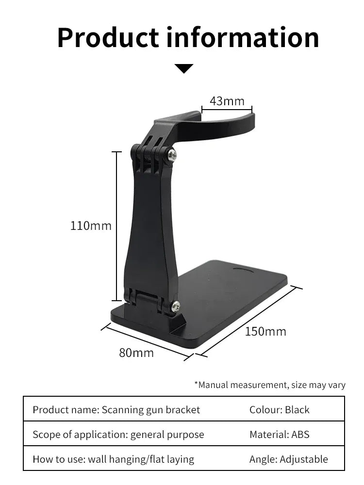 Universal Adjustable Barcode Scanner Stand Barcode Reader Stand, Large Base, Removable, Super Stable, Compatible with All Types