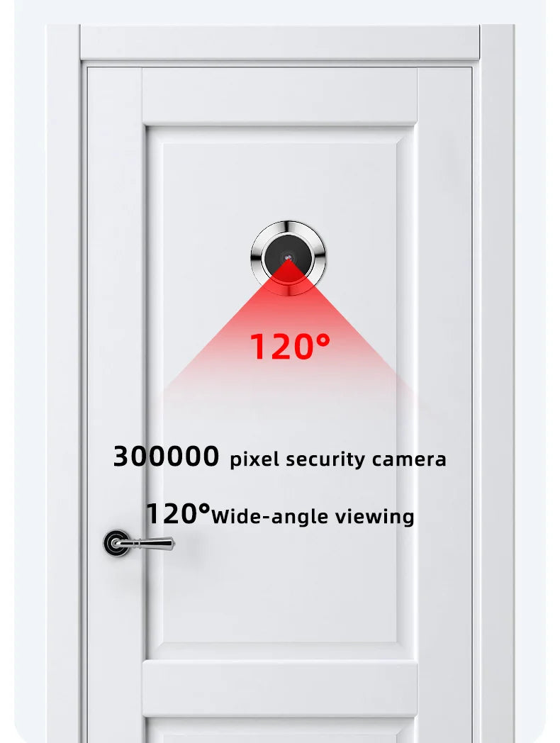 Danmini 2.4 Inch Hidden Peephole Doorbell 300 Thousand Pixels 120° Wide-angle Camera Digital Cat Eye Door Viewer Outdoor Monitor