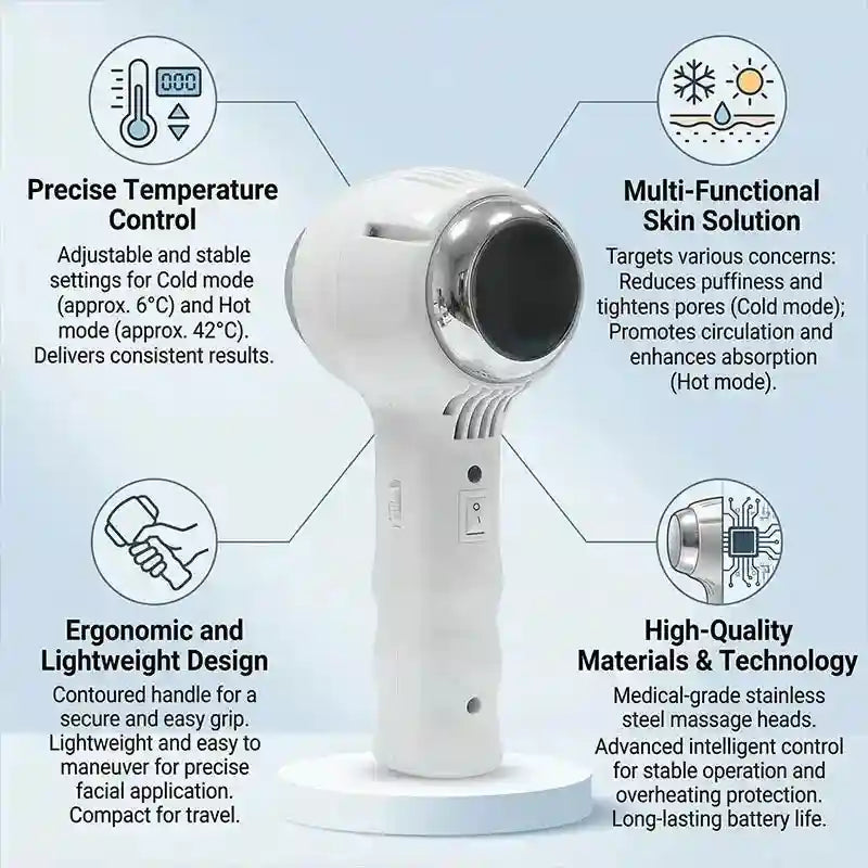 Facial Massager Ice Hammer - Electric Cold and Heat Therapy Device Eye Massage Instrument Tidesmit