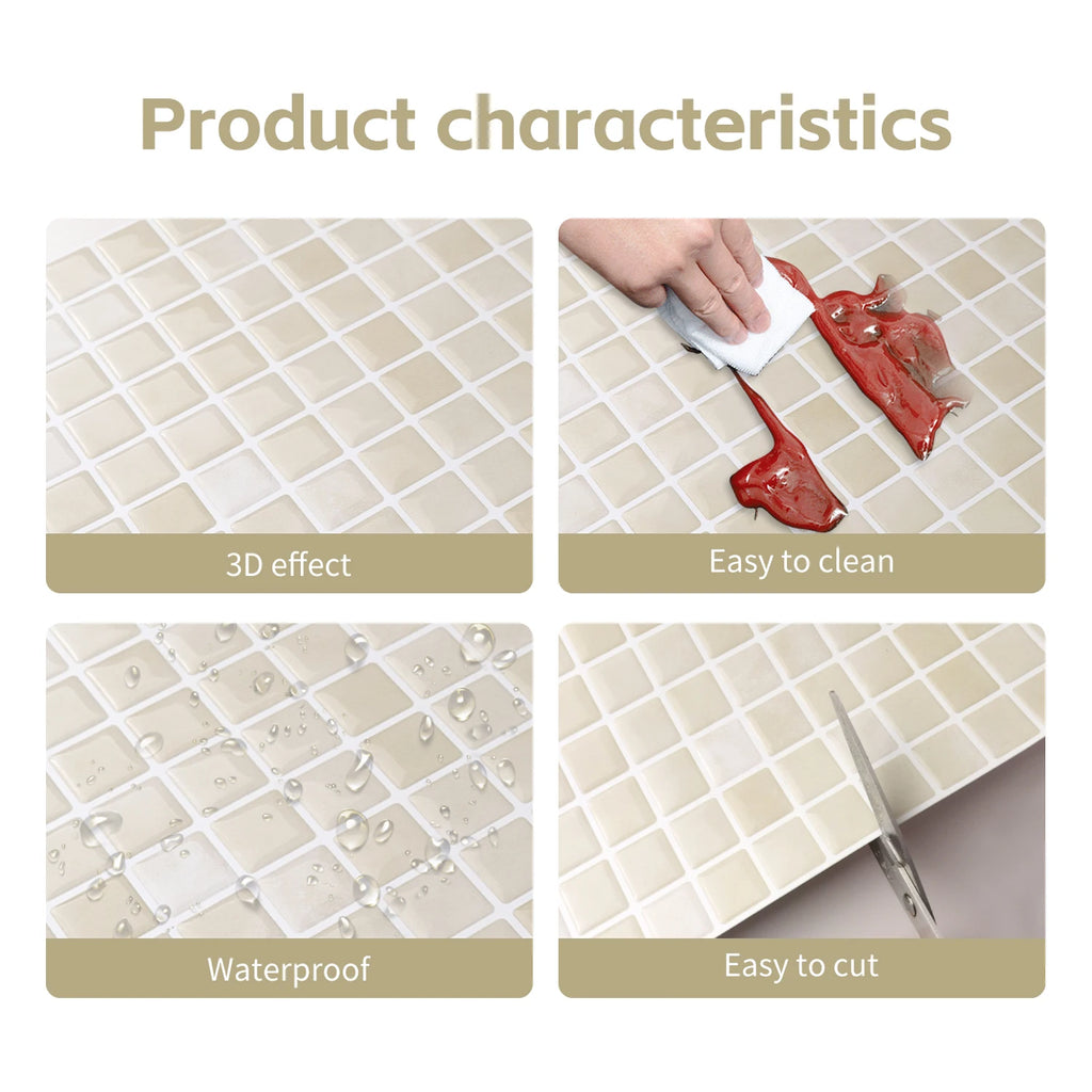 1/5pcs Brick Wall Tile Sticker Self-Adhesive Waterproof Mosaic Vinyl Wallpaper Ceramic Tile Decals Kitchen & Bathroom Decoration