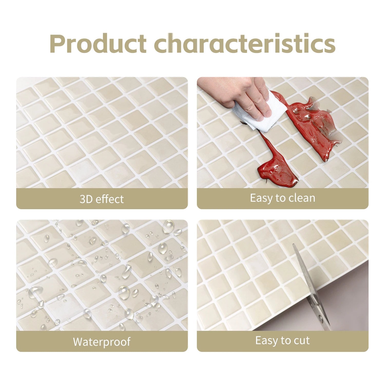 10 Sheets Brick Wall Stickers 3D Mosaic Patterned Vinyl Tiles Marble Textured Surface Wallpaper For Home Application