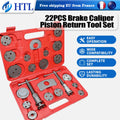 22PC Disc Brake Caliper Piston Compressor Tool Set 18 Adapters Universal Brake Pad Rewind Wind Back Service Kit for Car Repair