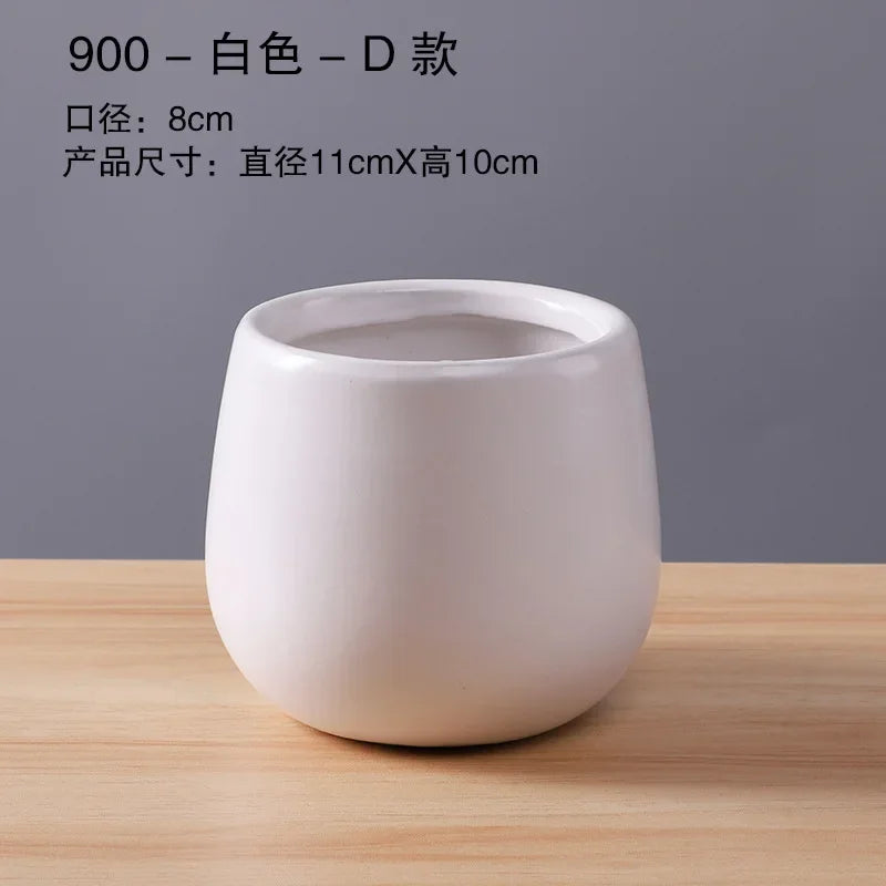 Ceramic Flower Pot Hydroponic Pots Garden Table Top Plant Decoration Supplies Bonsai Succulent Vase