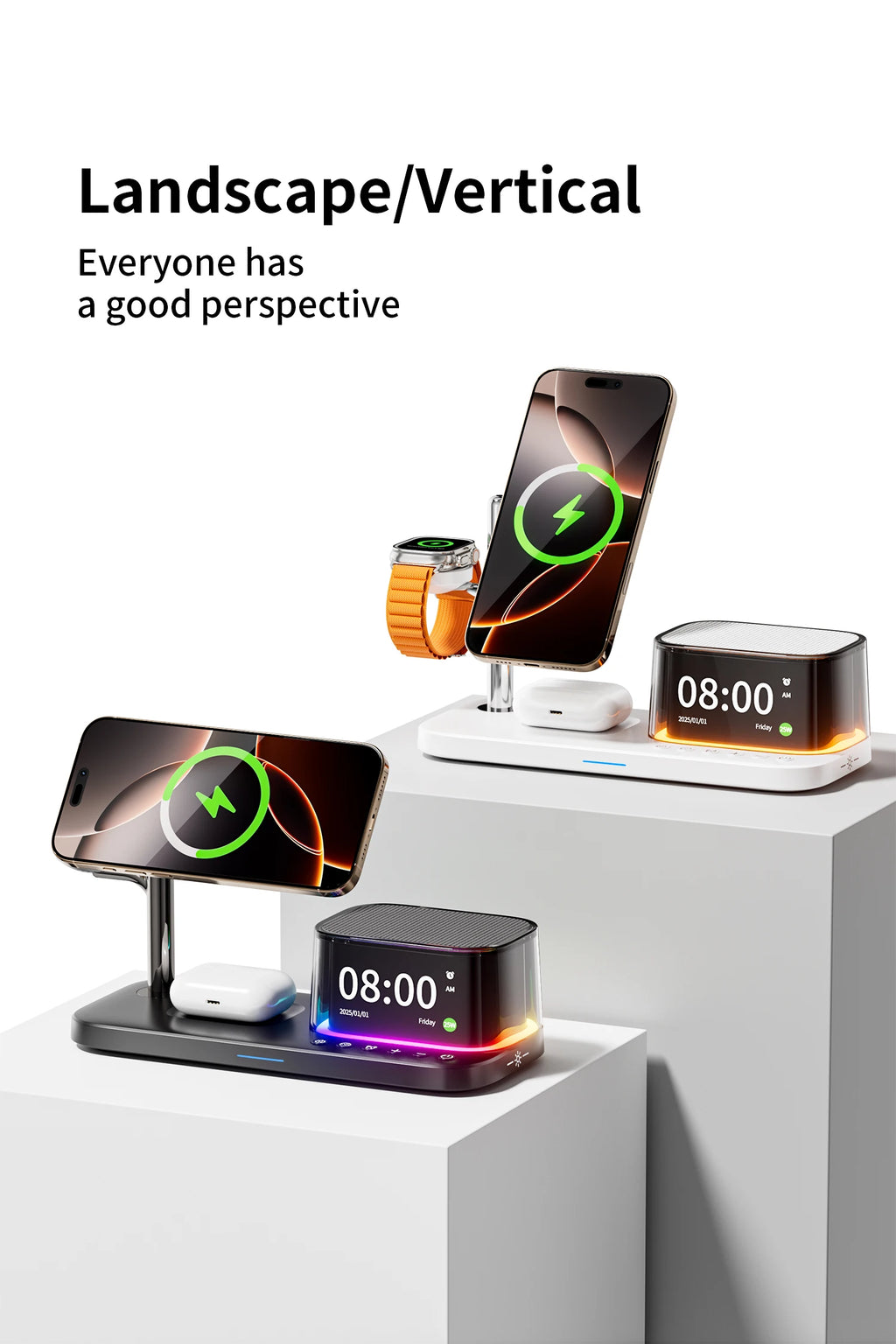 5-in-1 Wireless Charger Stand - MagSafe Compatible Qi Certified Station Tidesmit