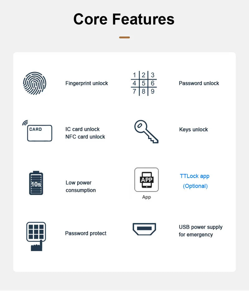 TTLock App Smart Aluminum Door Lock Waterproof Fingerprint Digital Password RFID Card Remote Electronic Sliding Glass Door Lock