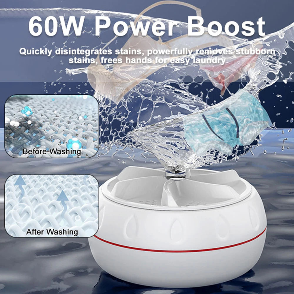 Tidesmit portable USB turbo mini washing machine with ultrasonic cleaning for travel laundry and kitchen dishes