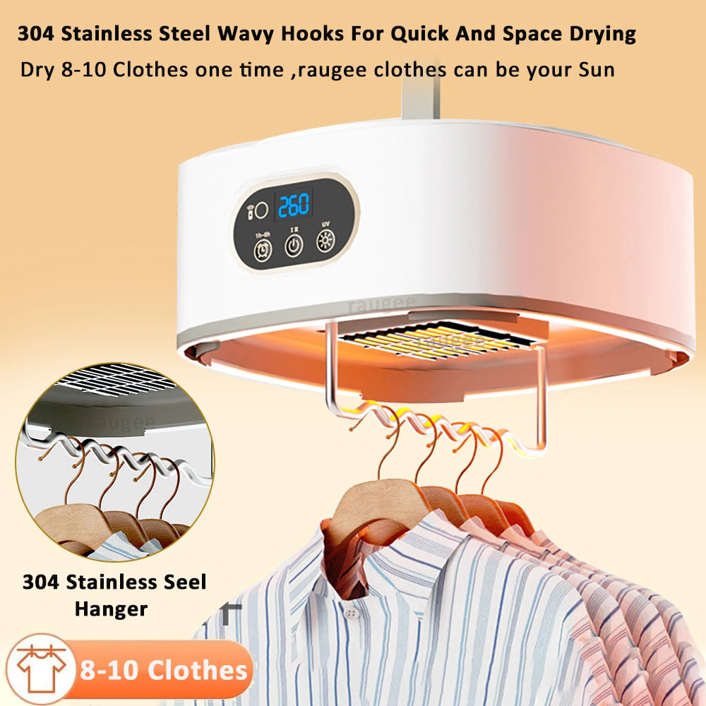 Tidesmit portable electric clothes dryer featuring a foldable design, intelligent timer, and remote control operation.