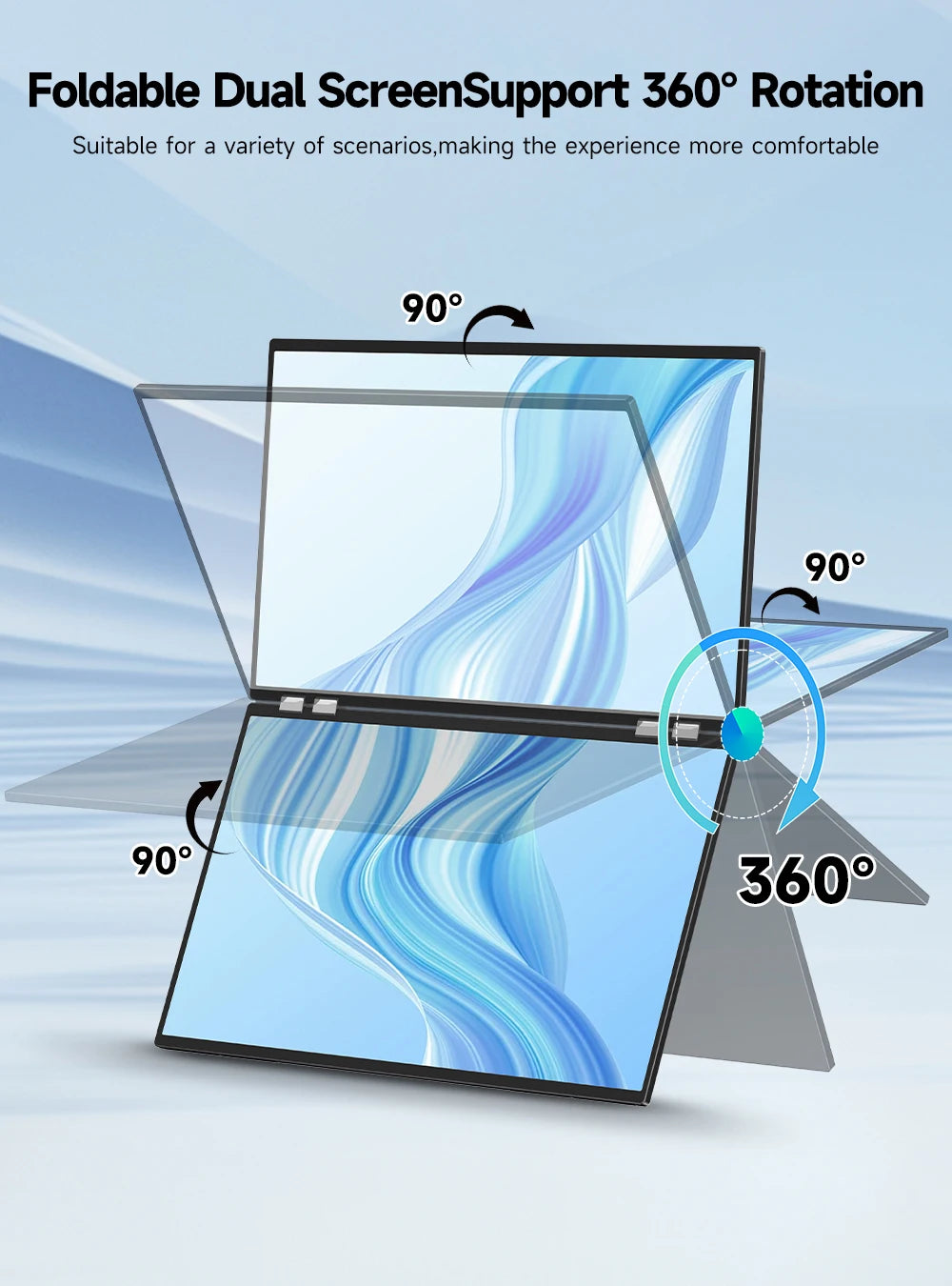 UPERFECT Delta Mega 23.8" 100Hz Dual Screen Stacked Computer Monitor With Speakers For Laptop Desktop PC MAC Phone Extended Play