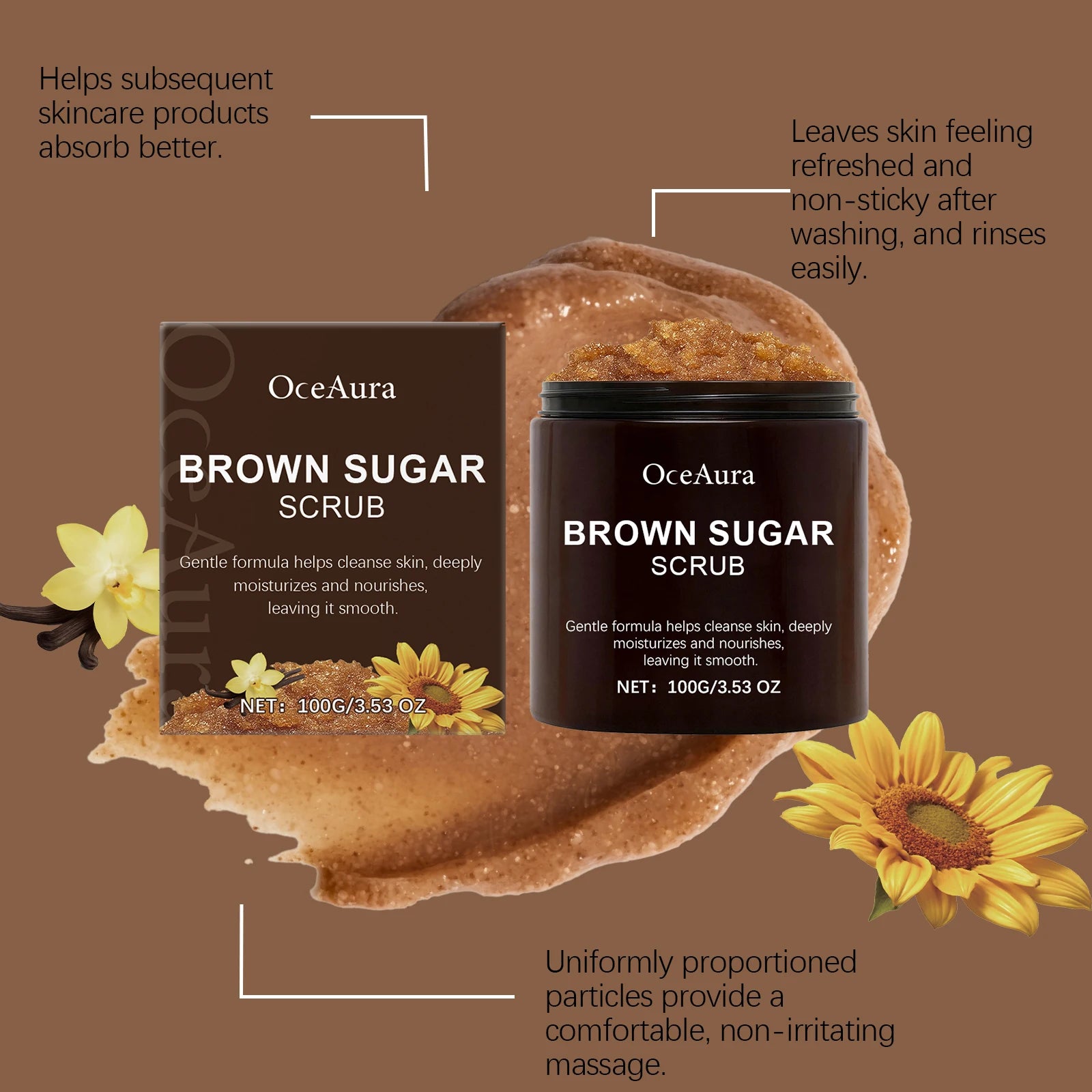Brown Sugar Body Scrub 100g - Natural Exfoliating Skin Treatment Scrubs Treatments Tidesmit