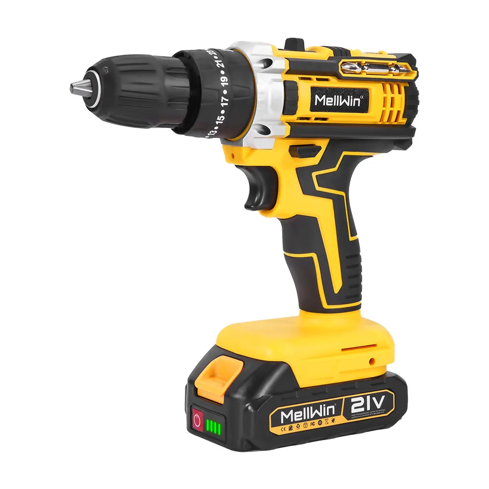 MELLWIN 25+3 Torque Cordless Electric Impact Drill Set Multipurpose Electric Screwdriver Tool Sets For Makita 18V Battery Pin