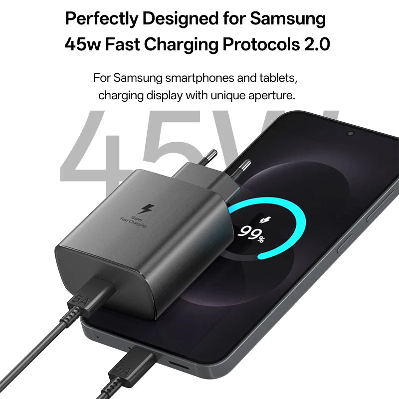 Samsung 45W USB-C Fast Charger for Galaxy S24 S25 Series Tidesmit
