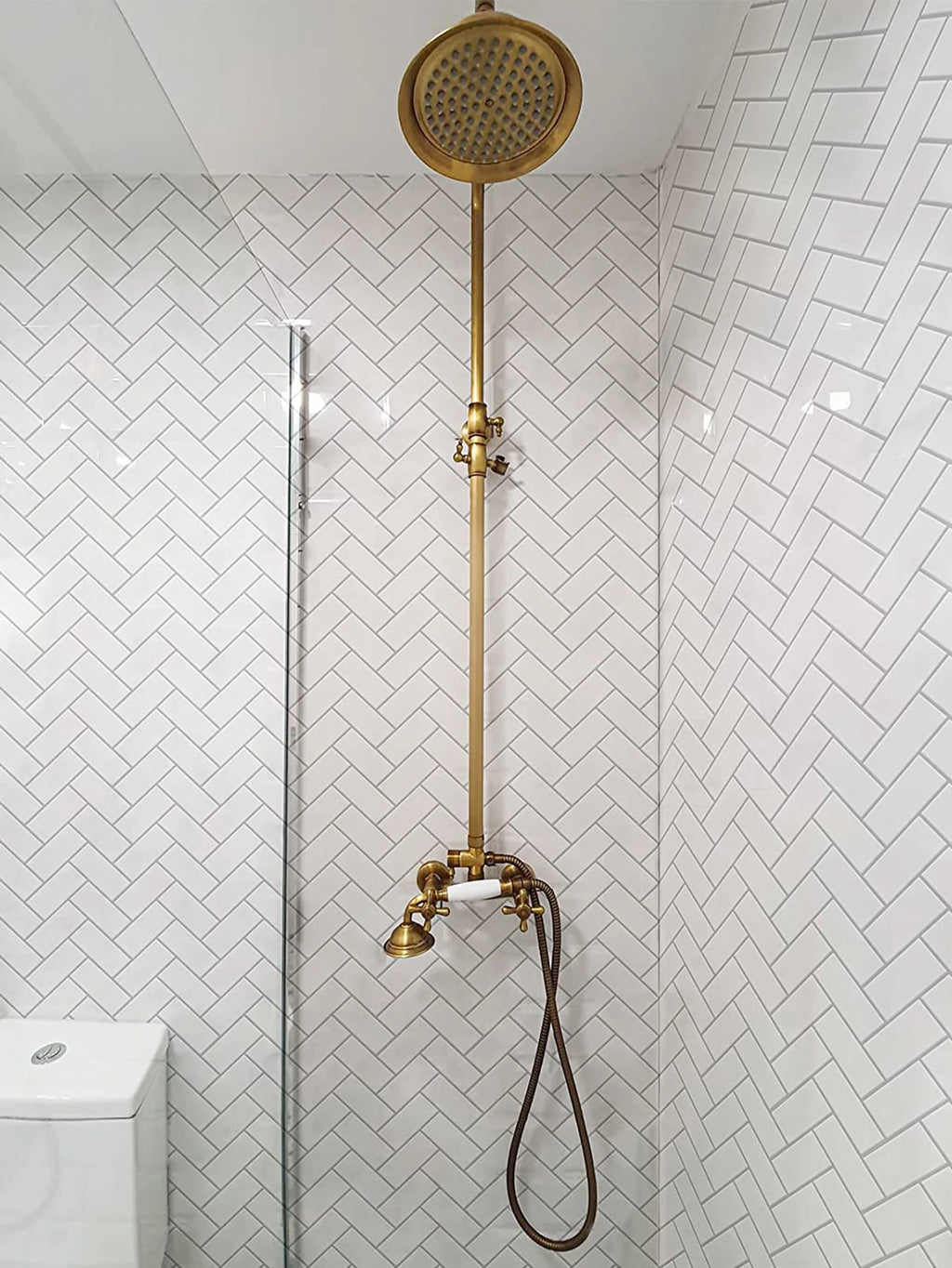5/10Sheet Stick on Self-Adhesive Tile White Peel and Stick Tiles for Kitchen and Bathroom Herringbone Peel and Stick Back Splash