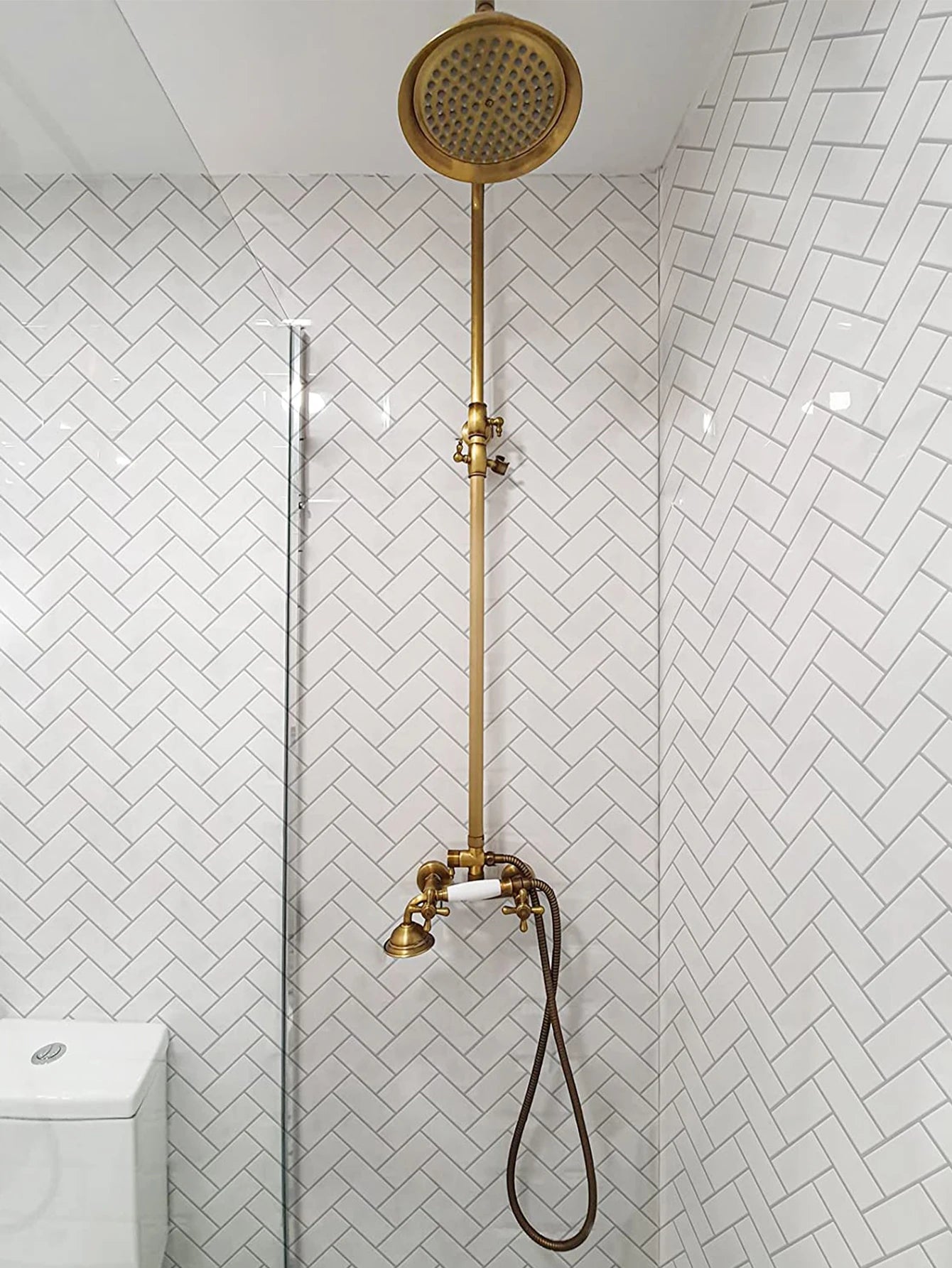 5/10Sheet Stick on Self-Adhesive Tile White Peel and Stick Tiles for Kitchen and Bathroom Herringbone Peel and Stick Back Splash