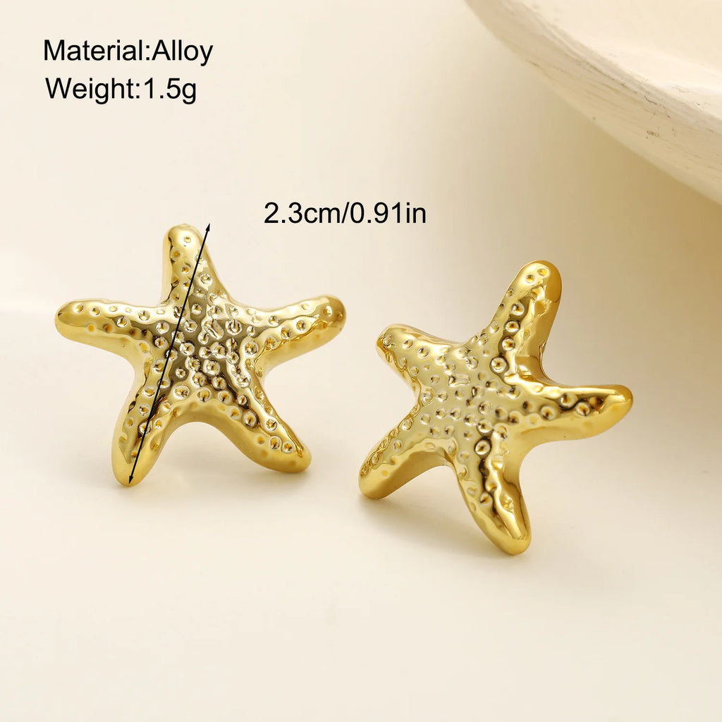 Punk Metal Starfish Stud Earrings for Women Fashion Gold Color Star Geometric Temperament Earrings Summer Jewelry Gift