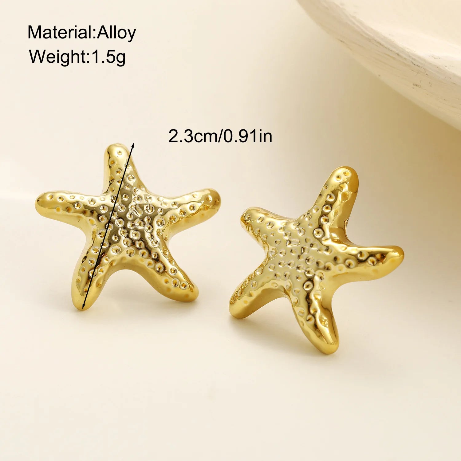 Punk Metal Starfish Stud Earrings for Women Fashion Gold Color Star Geometric Temperament Earrings Summer Jewelry Gift