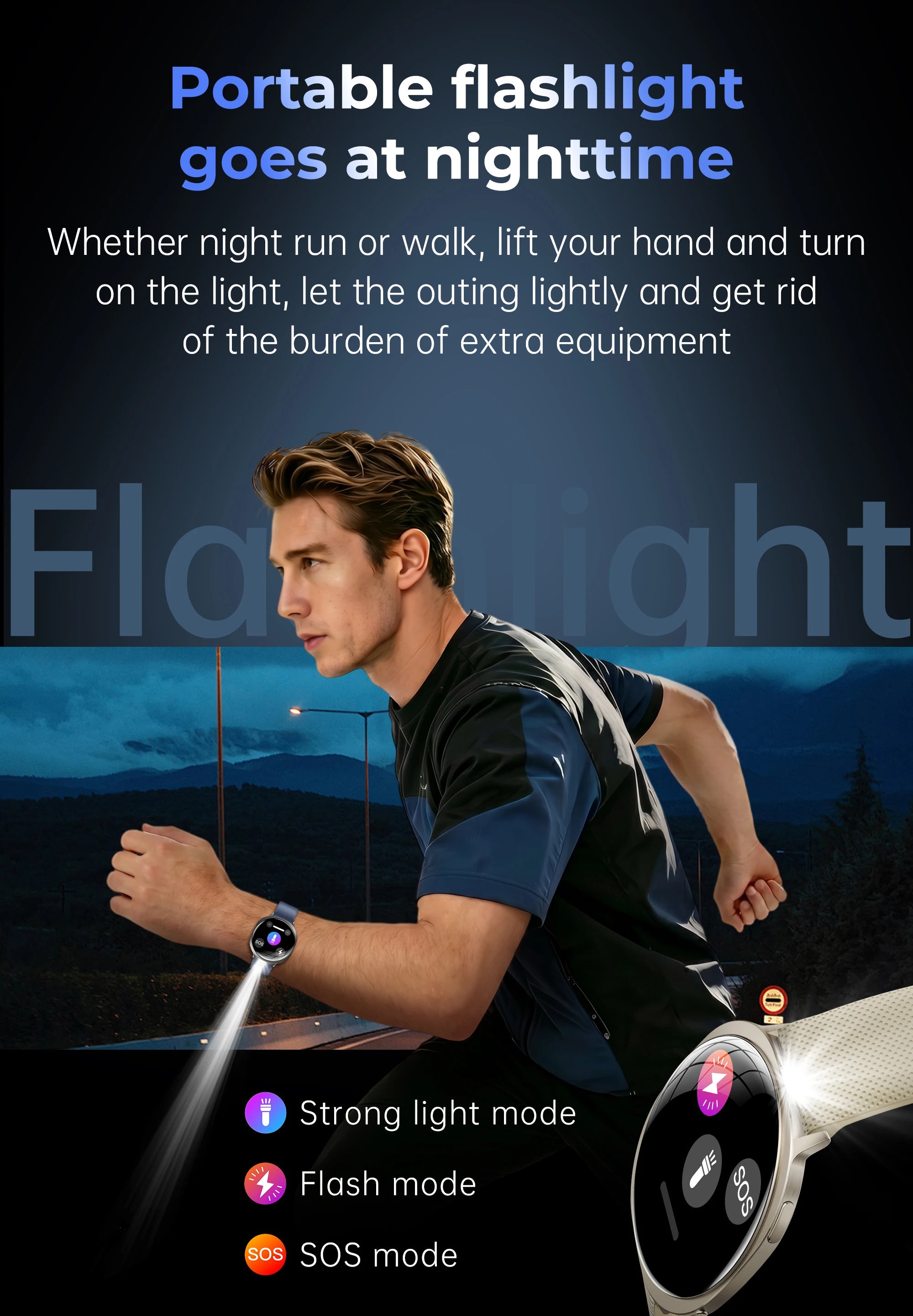 New  Round Curved Screen M301 Smart Watch Flashlight Health Tracking Fitness Sports Modes IP68 Waterproof Smartwatch Men Women
