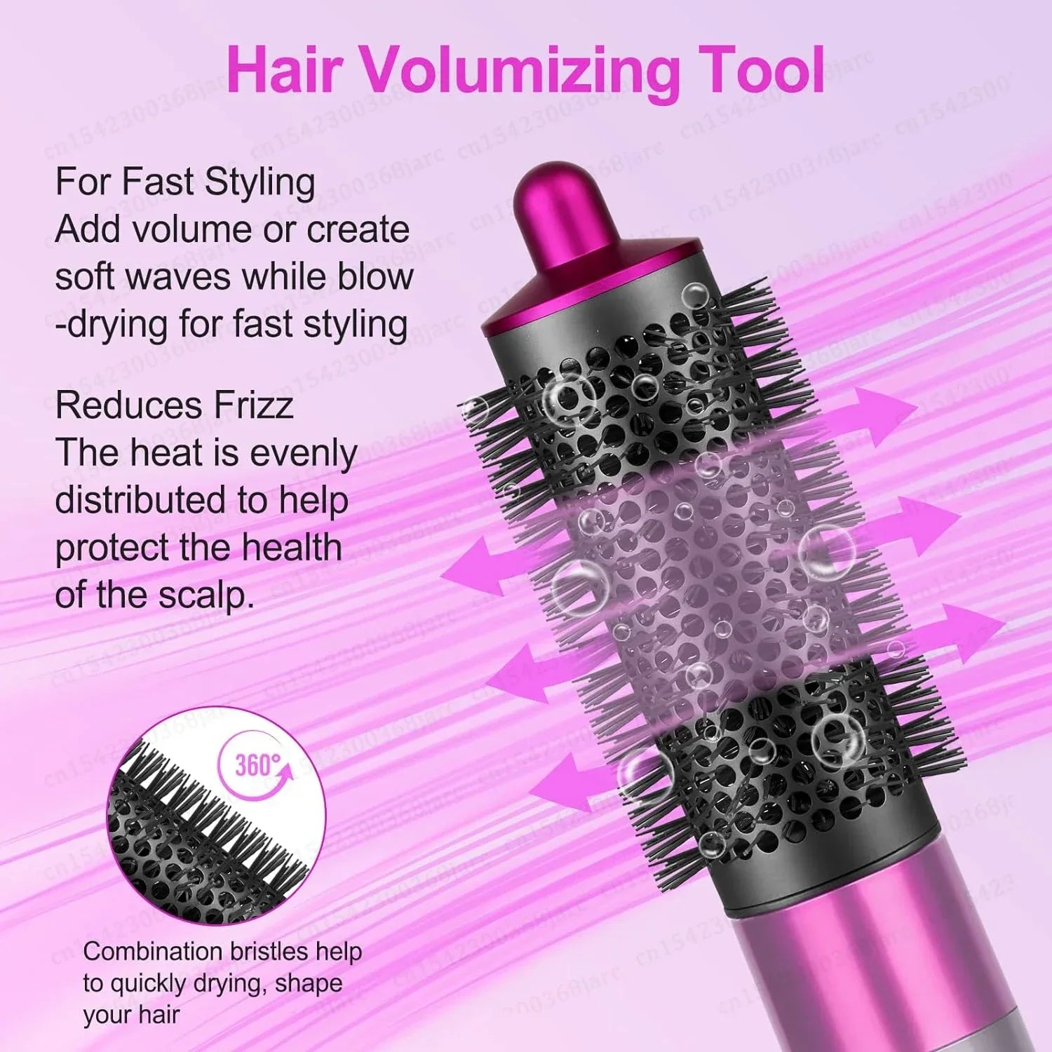 SenCiciMen X9 pink and grey round brush hair dryer attachment for volumizing, styling, and reducing frizz.