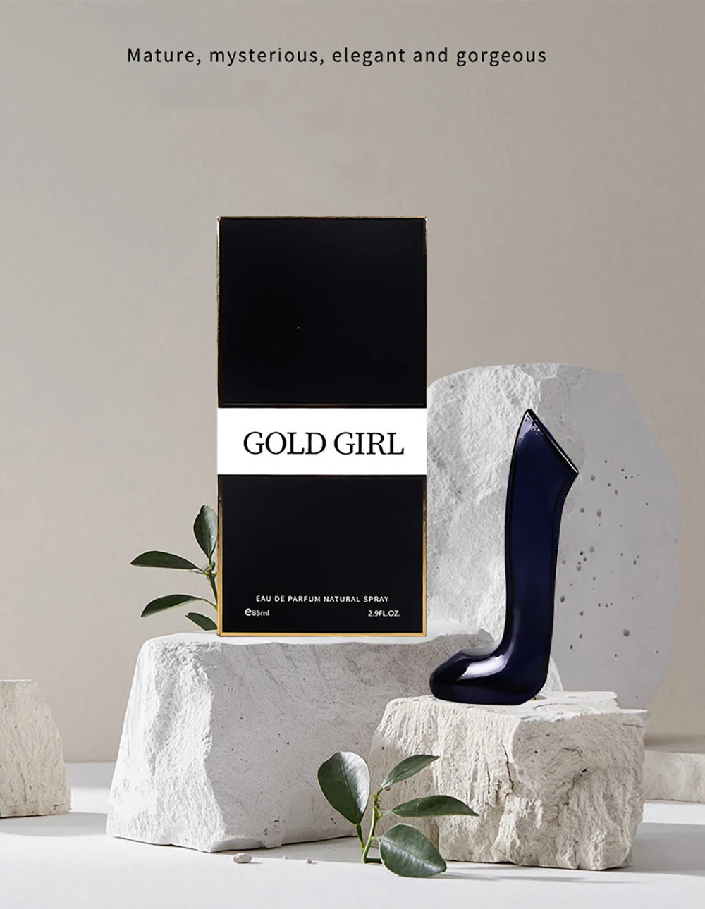 Gold Girl EDP for women: luxury floral fragrance in a unique high-heel shoe bottle. Long-lasting 85ml parfum spray.