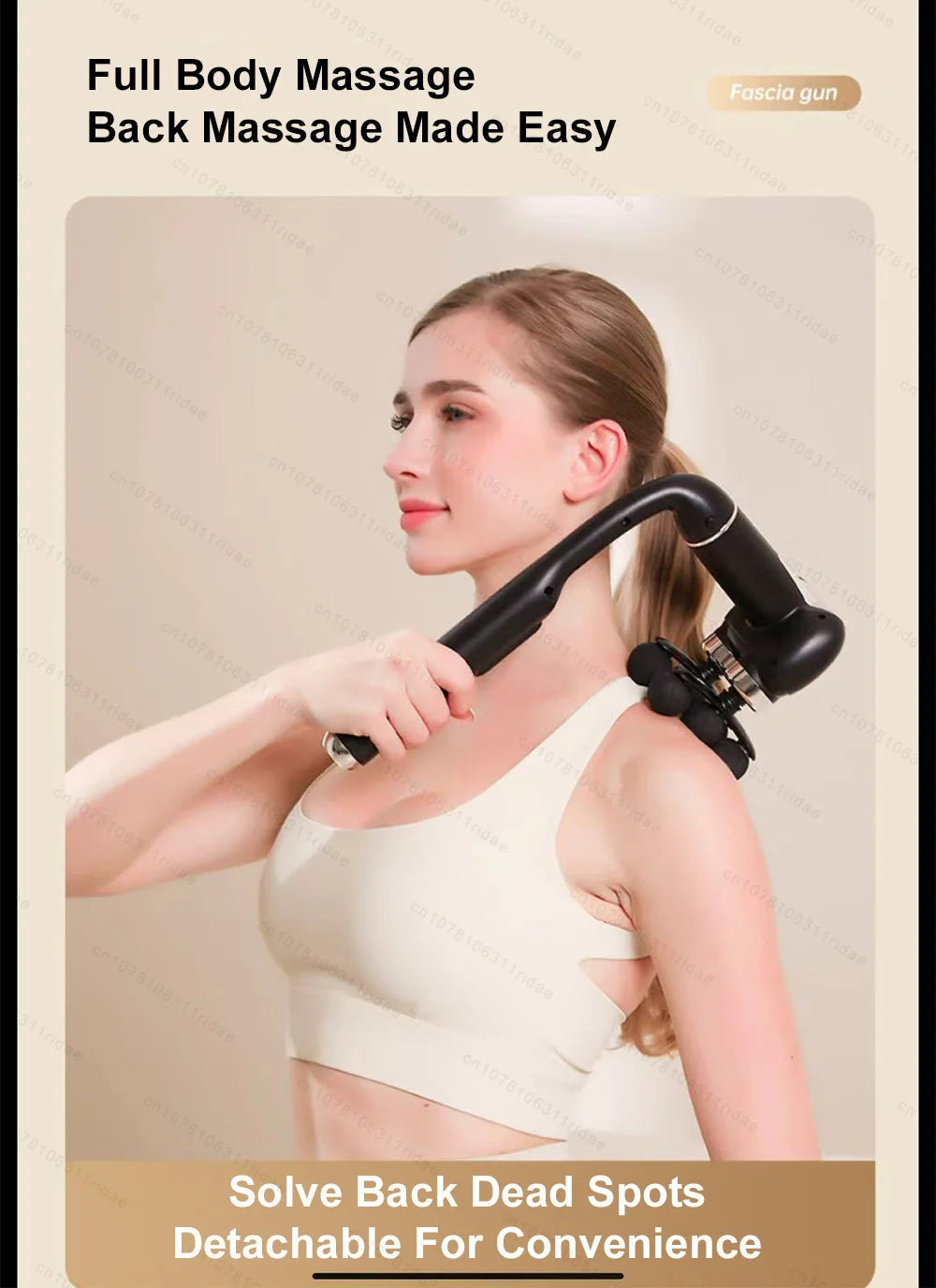 Fascia Gun with Long Handle - Rechargeable Deep Tissue Muscle Massager Fascia Gun Tidesmit