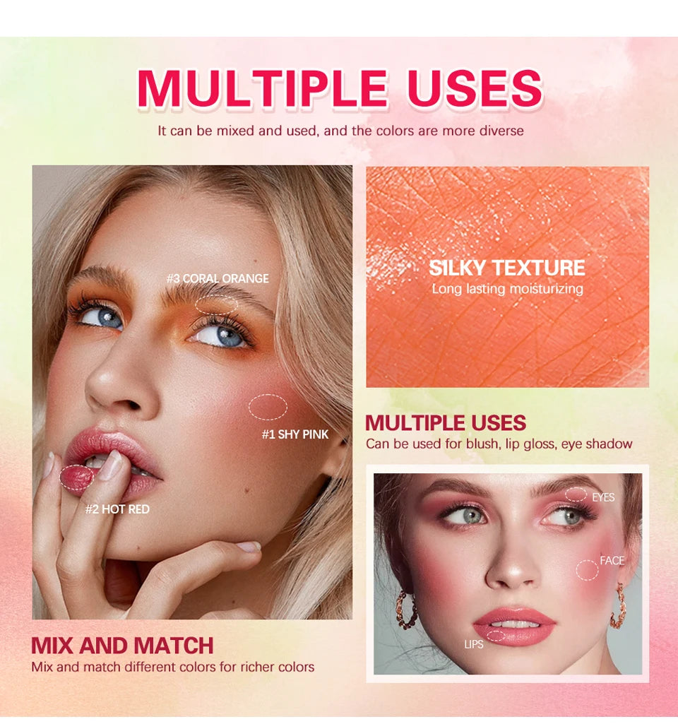 Tidesmit rotating orange blush cream stick moisture tinted waterproof face makeup texture close-up