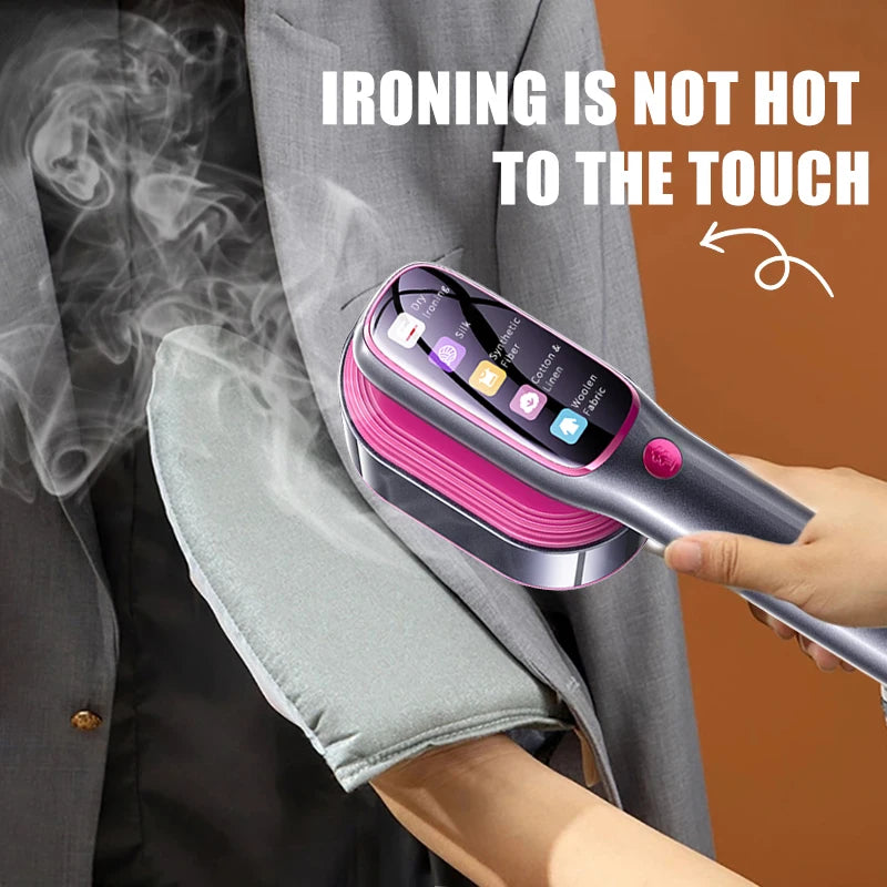 Tidesmit 1200W professional handheld garment steamer showing ergonomic portable iron design and water tank detail