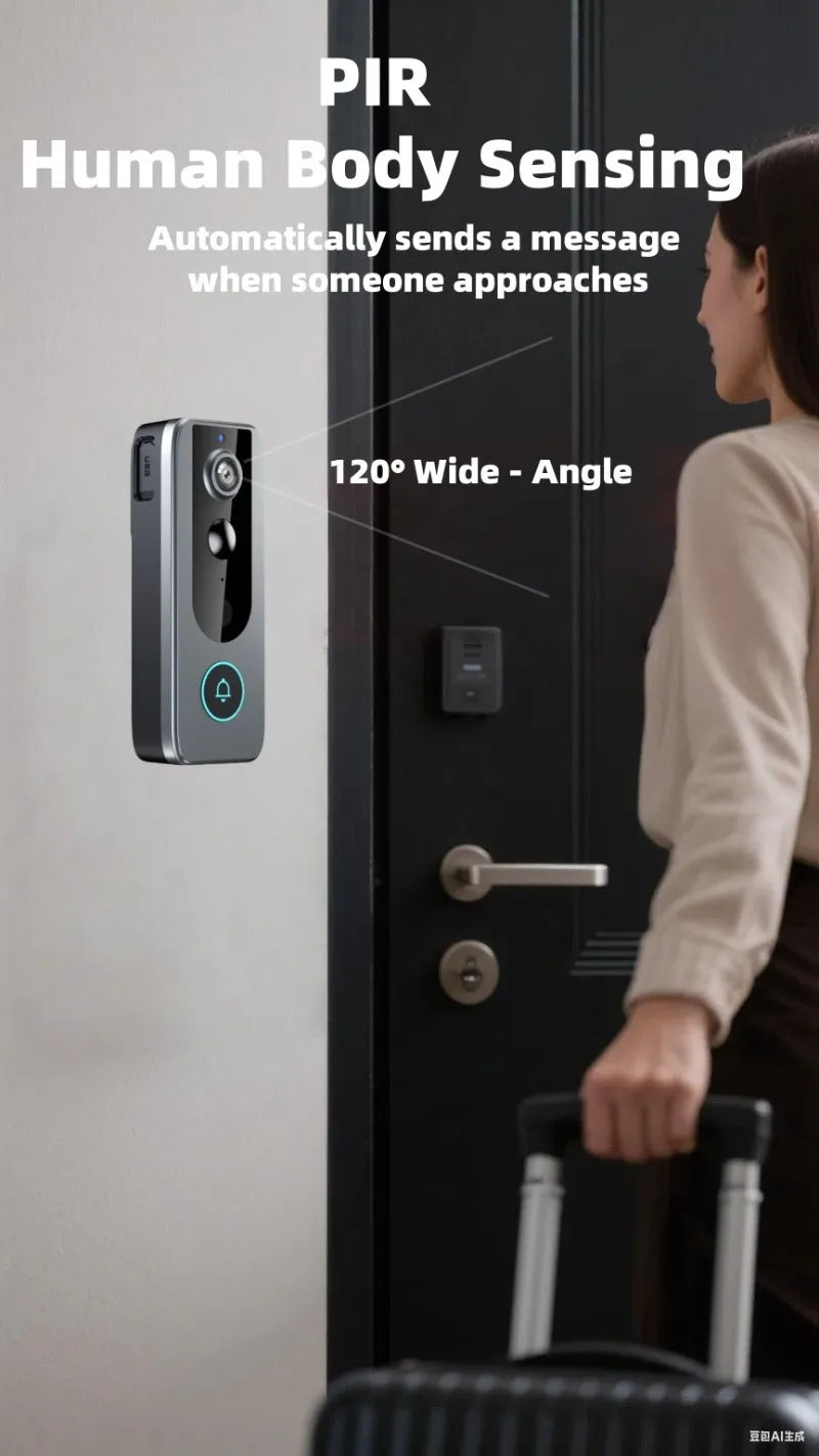 Tuya Doorbell with Solar Rain Cover Camera Wireless Video Doorbell Wifi PIR Human Body Sensing Outdoor Door Bell Video Intercom