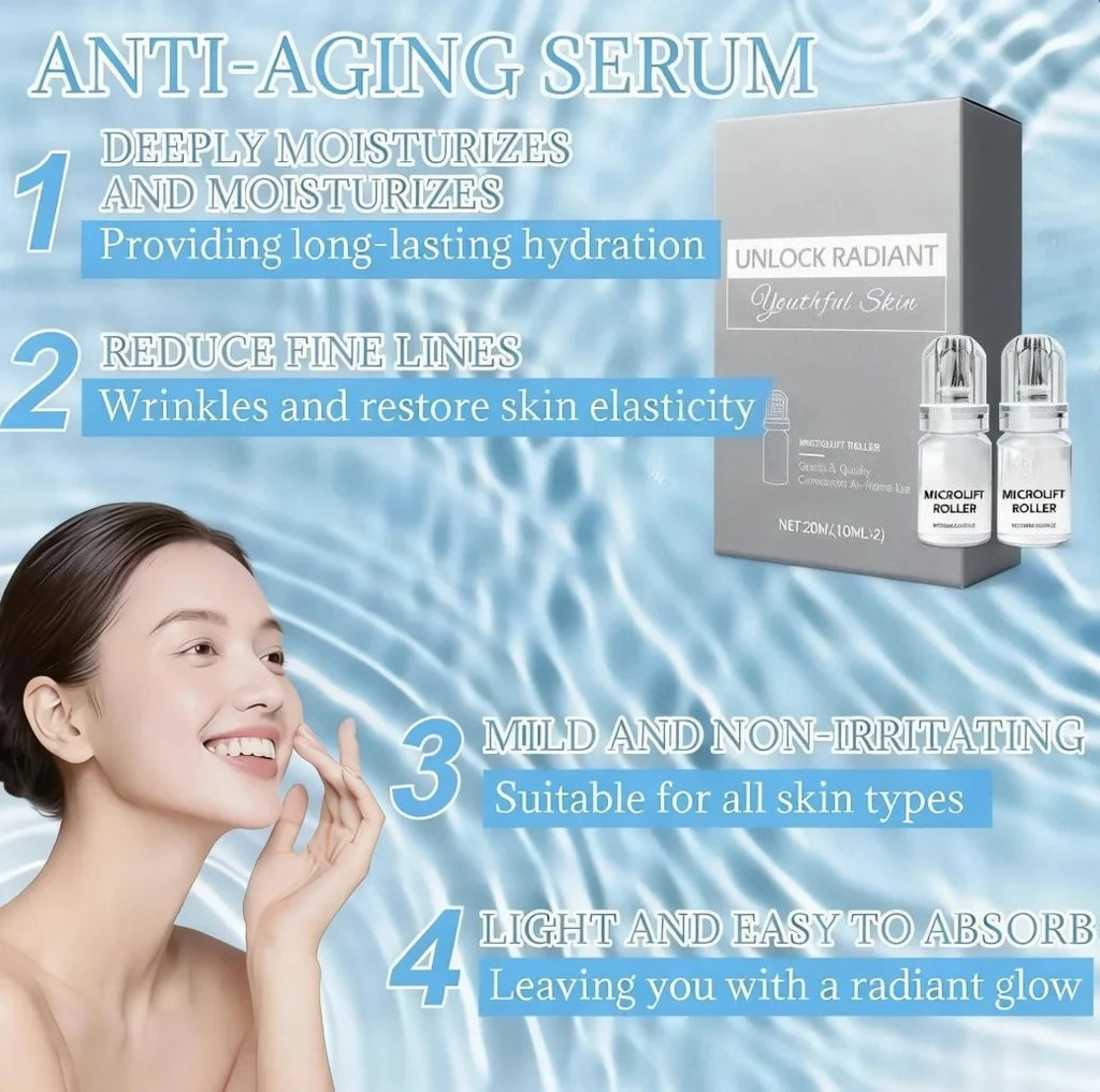 Micro infusion serum kit with 0.25mm needles, anti-aging facial beauty tool for radiant, flawless skin at home care.