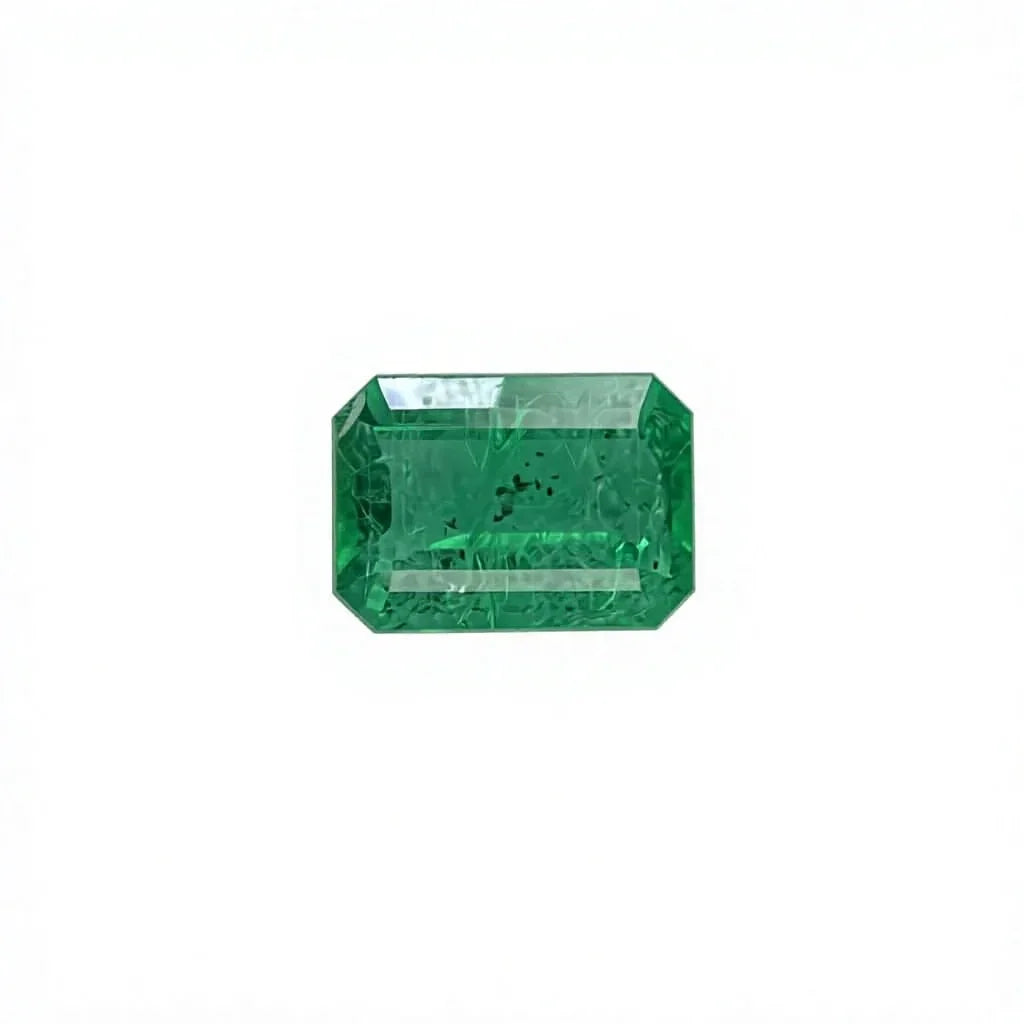 Green emerald-cut octagon gemstone, loose faceted stone with bright luster