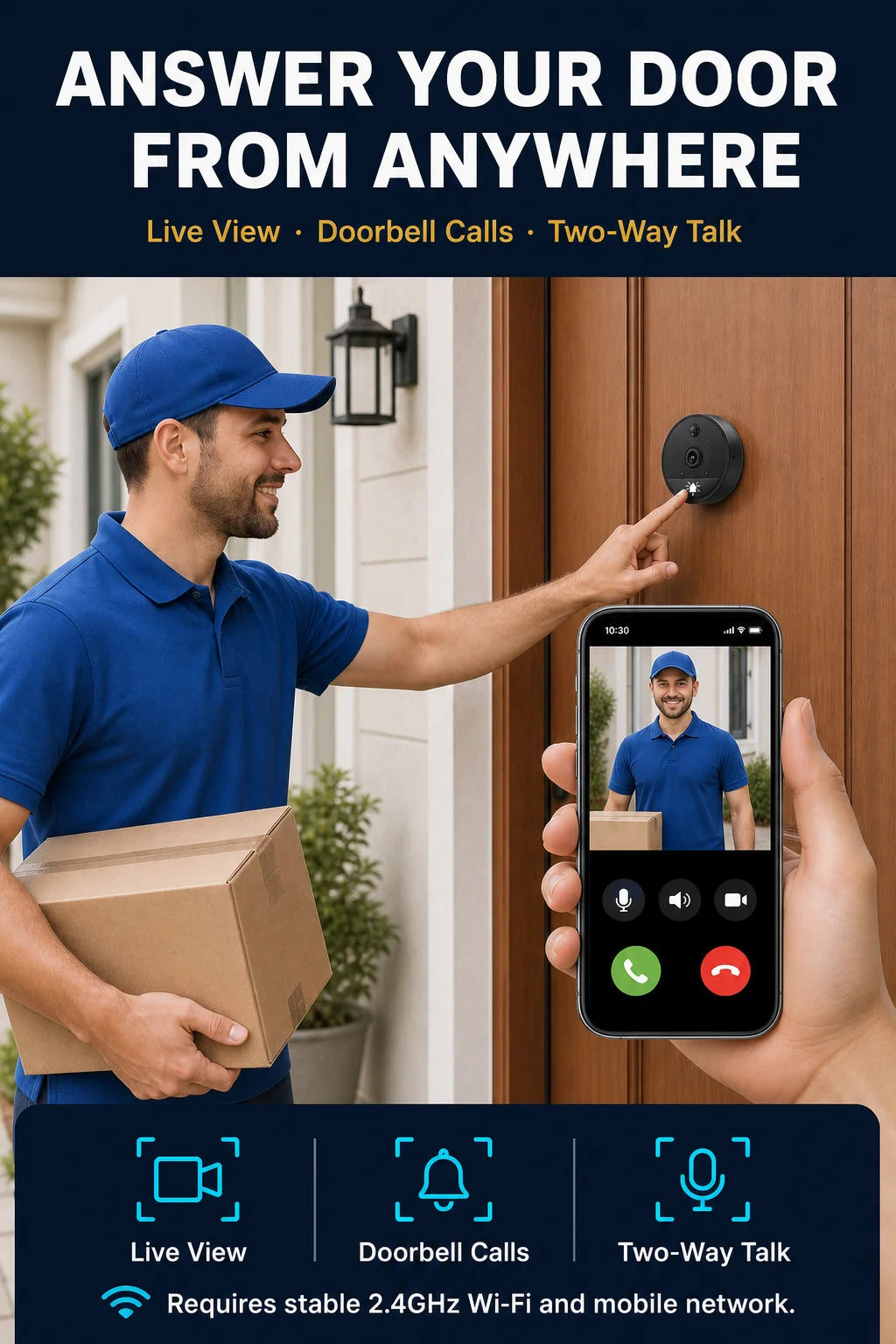Danmini 4.3inch IR-CUT SmartLife Door Peephole Camera WiFi Tuya 2K 3MP 120° Doorbell Night Vision Digital Door Video Eye