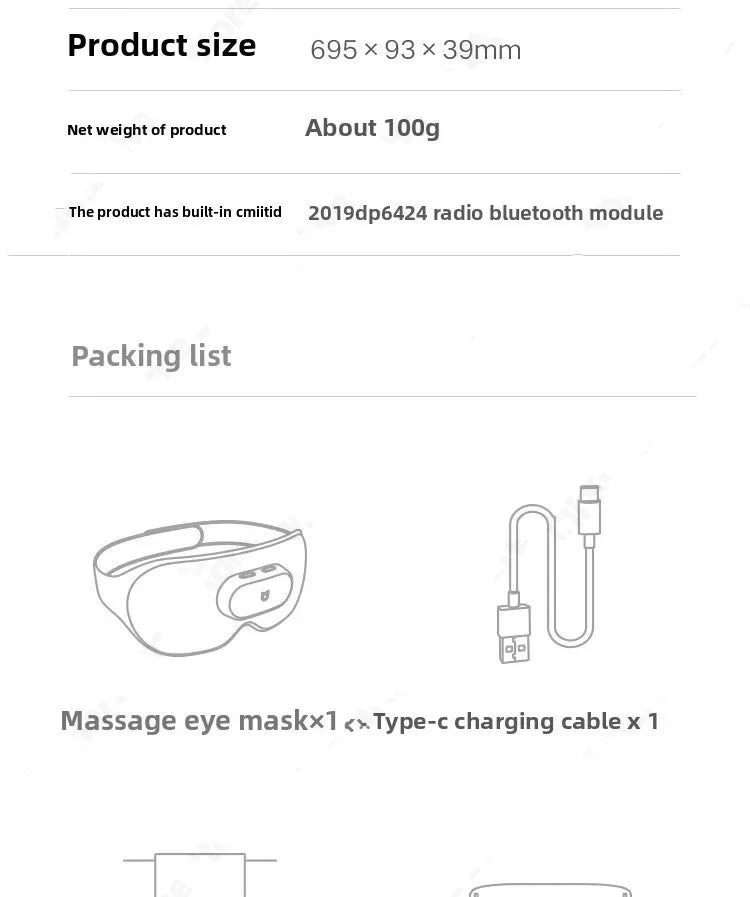 Smart Massage Eye Mask | 3D Heat Therapy & App Control - Black Relaxation Treatment Tidesmit