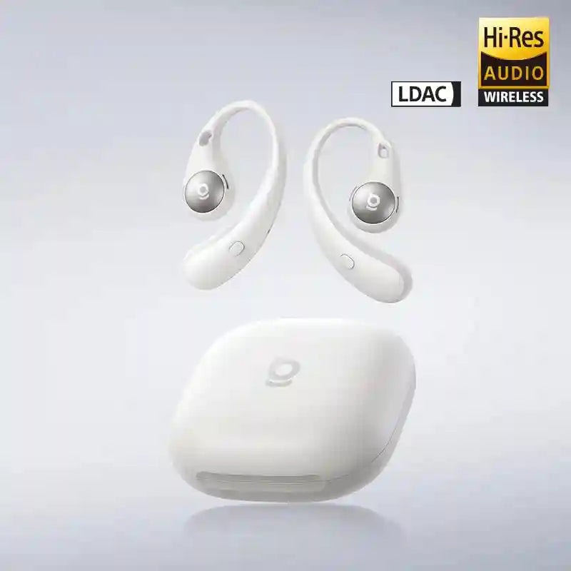 Wireless Sport Earbuds: Bluetooth 5.4 Hi-Res Open-Ear Headphones Starlight Off-White Tidesmit